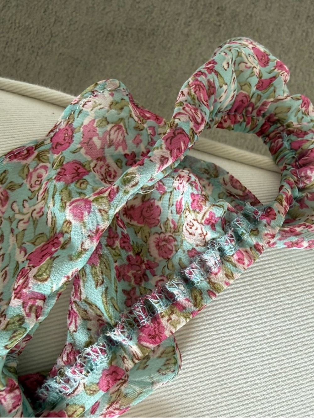 Astr Floral Ruched Midi Dress in Pink & Mint - Picture 9 of 10